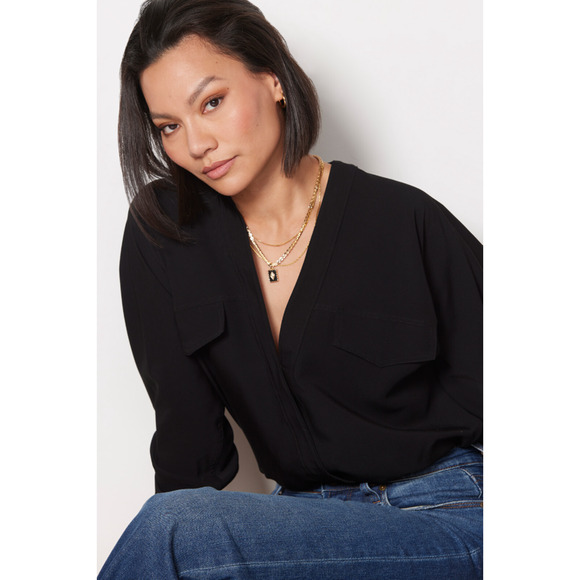 GOOD AMERICAN NWT Utility Surplice Bodysuit in Black // Medium - Picture 13 of 14